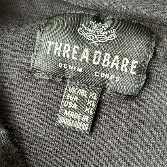 Threadbare Denim SKULL Embroidered Applique Black Pullover SWEATSHIRT - Picture 3 of 8